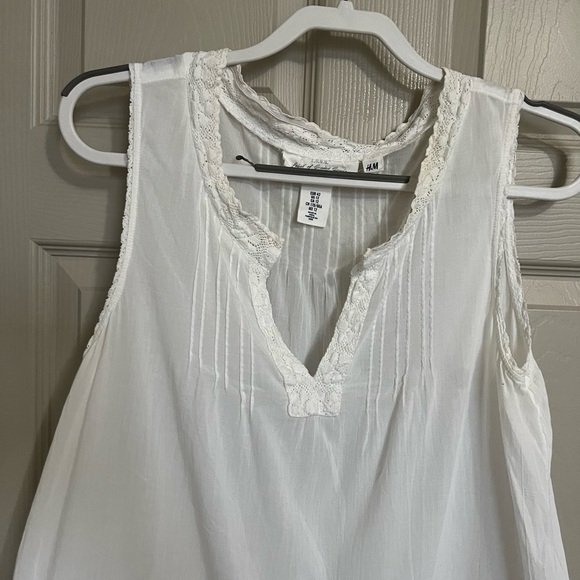 H&M+ Sleeveless White Cotton Lace Top L - Picture 2 of 6